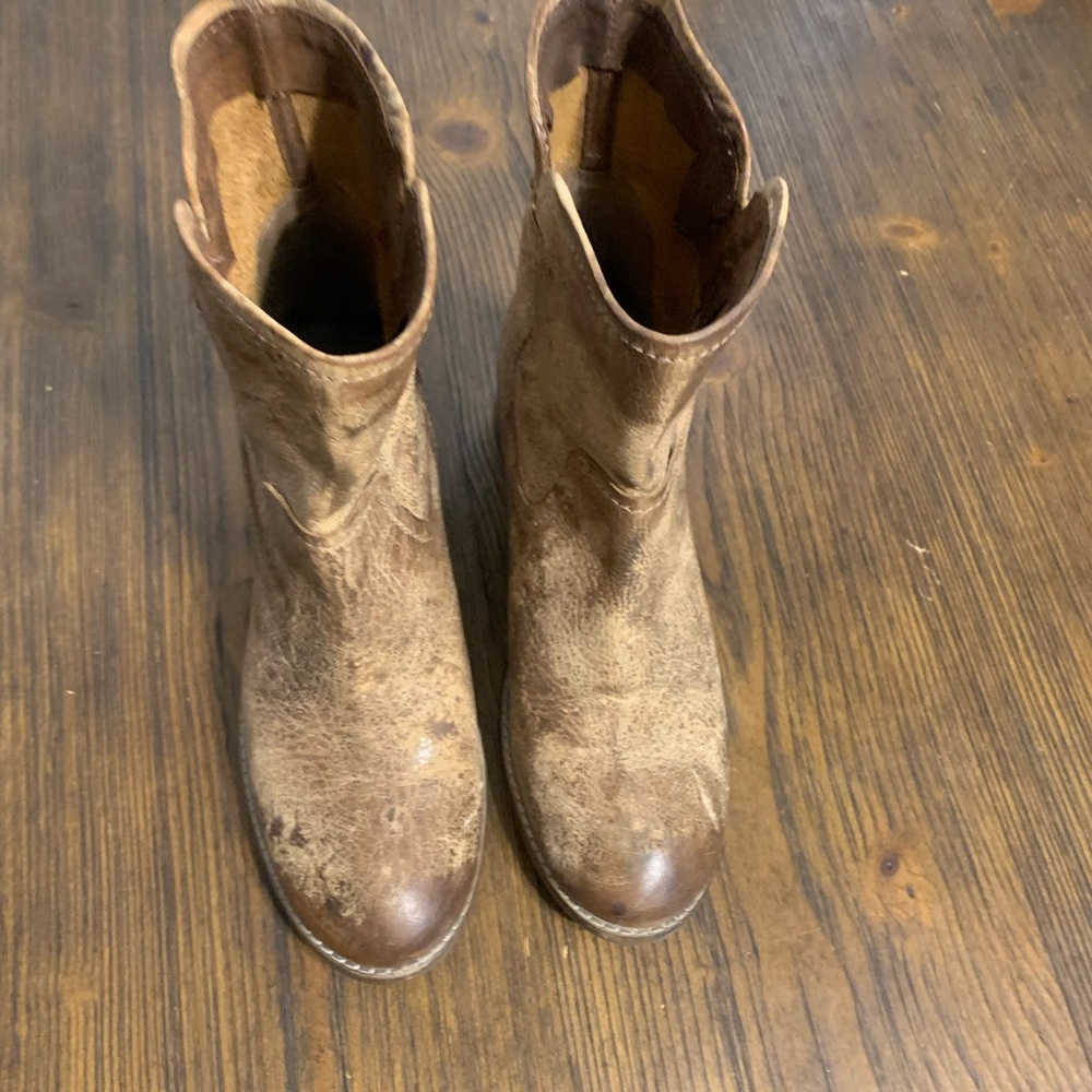 Brown Leather Distressed Boots